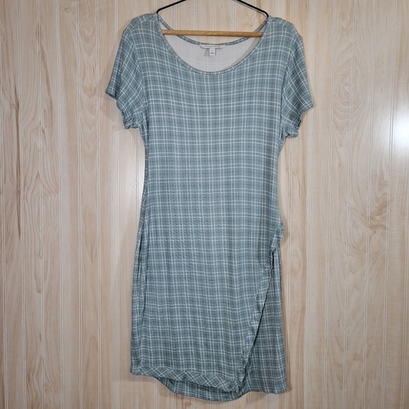 41 Hawthorn Blue Paid Bodycon Faux-Wrap Mini Dress Sz XL - Picture 6 of 6